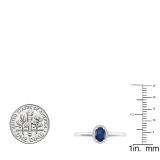 0.70 Carat (ctw) 10K White Gold Oval Cut Blue Sapphire & Round White Diamond Ladies Bridal Halo Engagement Ring 3/4 CT