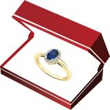 0.70 Carat (ctw) 10K Yellow Gold Oval Cut Blue Sapphire & Round White Diamond Ladies Bridal Halo Engagement Ring 3/4 CT