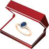 0.70 Carat (ctw) 14K Rose Gold Oval Cut Blue Sapphire & Round White Diamond Ladies Bridal Halo Engagement Ring 3/4 CT