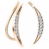 0.15 Carat (ctw) 10K Rose Gold Round White Diamond Ladies Climber Earrings