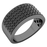 1.50 Carat (ctw) Black Rhodium Plated 18K White Gold Round Black Diamond Men's Hip Hop Anniversary Wedding Band 1 1/2 CT