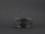 1.50 Carat (ctw) Black Rhodium Plated 18K White Gold Round Black Diamond Men's Hip Hop Anniversary Wedding Band 1 1/2 CT