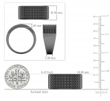 1.50 Carat (ctw) Black Rhodium Plated 18K White Gold Round Black Diamond Men's Hip Hop Anniversary Wedding Band 1 1/2 CT