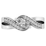 0.50 Carat (ctw) 10K White Gold Round White Diamond Ladies Two Stone Forever Together Split Shank Bypass Style Bridal Engagement Ring 1/2 CT