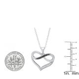 0.10 Carat (ctw) Sterling Silver Round Black & White Diamond Ladies Infinity Heart Pendant (Silver Chain Included) 1/10 CT