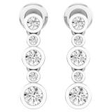 0.50 Carat (ctw) 10K White Gold Round White Diamond Ladies Bubble Drop Earrings 1/2 CT