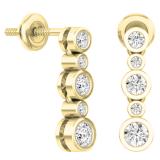 0.50 Carat (ctw) 14K Yellow Gold Round White Diamond Ladies Bubble Drop Earrings 1/2 CT