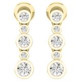 0.50 Carat (ctw) 14K Yellow Gold Round White Diamond Ladies Bubble Drop Earrings 1/2 CT