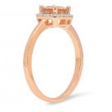 0.85 Carat (ctw) 10K Rose Gold Round Cut Morganite & White Diamond Ladies Halo Style Bridal Engagement Ring