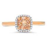 0.85 Carat (ctw) 10K Rose Gold Round Cut Morganite & White Diamond Ladies Halo Style Bridal Engagement Ring