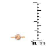 0.85 Carat (ctw) 10K Rose Gold Round Cut Morganite & White Diamond Ladies Halo Style Bridal Engagement Ring