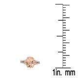 1.45 Carat (ctw) 10K Rose Gold Oval Cut Morganite & Round Cut White Diamond Ladies Bridal Split Shank Engagement Ring 1 1/2 CT