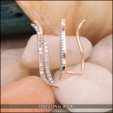 0.22 Carat (ctw) 10K Rose Gold Round Cut White Diamond Ladies Double Row Crawler Climber Earrings 1/4 CT