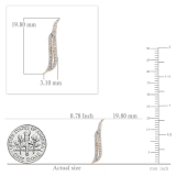 0.22 Carat (ctw) 10K Rose Gold Round Cut White Diamond Ladies Double Row Crawler Climber Earrings 1/4 CT