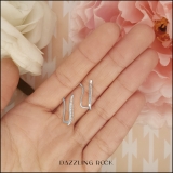 0.22 Carat (ctw) 10K White Gold Round Cut White Diamond Ladies Double Row Crawler Climber Earrings 1/4 CT
