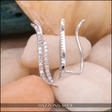 0.22 Carat (ctw) 10K White Gold Round Cut White Diamond Ladies Double Row Crawler Climber Earrings 1/4 CT