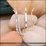 0.22 Carat (ctw) 14K Yellow Gold Round Cut White Diamond Ladies Double Row Crawler Climber Earrings 1/4 CT