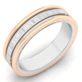 10K White & Rose Gold Men's Wedding Band Edged Plain Shiny Polished Traditional Fit