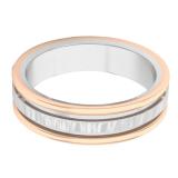10K White & Rose Gold Men's Wedding Band Edged Plain Shiny Polished Traditional Fit