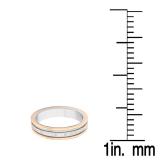10K White & Rose Gold Men's Wedding Band Edged Plain Shiny Polished Traditional Fit