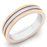10K White & Rose Gold Men's Wedding Band Edged Plain Shiny Polished Traditional Fit