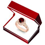 1.30 Carat (ctw) 14K Rose Gold Round Cut Ruby & White Diamond Ladies Bridal Engagement Ring