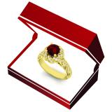 1.30 Carat (ctw) 14K Yellow Gold Round Cut Ruby & White Diamond Ladies Bridal Engagement Ring