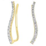 0.30 Carat (ctw) 14K Yellow Gold Round Cut White Diamond Ladies Crawler Climber Earrings 1/3 CT
