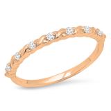 0.12 Carat (ctw) 10K Rose Gold Round Cut White Diamond Ladies Stackable Anniversary Wedding Band