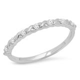0.12 Carat (ctw) 10K White Gold Round Cut White Diamond Ladies Stackable Anniversary Wedding Band