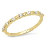 0.12 Carat (ctw) 10K Yellow Gold Round Cut White Diamond Ladies Stackable Anniversary Wedding Band