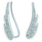 0.30 Carat (ctw) 14K White Gold Round Cut White Diamond Ladies Crawler Climber Earrings 1/3 CT
