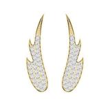 0.30 Carat (ctw) 14K Yellow Gold Round Cut White Diamond Ladies Crawler Climber Earrings 1/3 CT