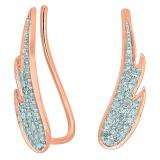 0.30 Carat (ctw) 18K Rose Gold Round Cut White Diamond Ladies Crawler Climber Earrings 1/3 CT