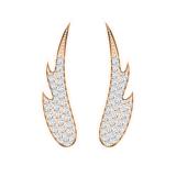 0.30 Carat (ctw) 18K Rose Gold Round Cut White Diamond Ladies Crawler Climber Earrings 1/3 CT