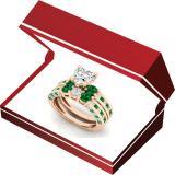 3.80 Carat (ctw) 10K Rose Gold Heart Cut Cubic Zirconia CZ Round Cut Emerald & White Diamond Ladies Bridal Engagement Ring With Matching Wedding Band Set