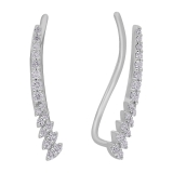0.30 Carat (ctw) 10K White Gold Round Cut White Diamond Ladies Climber Earrings 1/3 CT