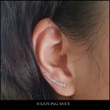 0.30 Carat (ctw) 10K White Gold Round Cut White Diamond Ladies Climber Earrings 1/3 CT