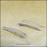 0.30 Carat (ctw) 10K White Gold Round Cut White Diamond Ladies Climber Earrings 1/3 CT