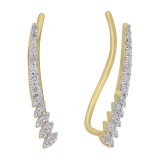 0.30 Carat (ctw) 10K Yellow Gold Round Cut White Diamond Ladies Climber Earrings 1/3 CT