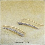 0.30 Carat (ctw) 10K Yellow Gold Round Cut White Diamond Ladies Climber Earrings 1/3 CT