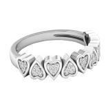 0.10 Carat (ctw) 10K White Gold Round White Diamond Heart Shape Promise Engagement Ring 1/10 CT.