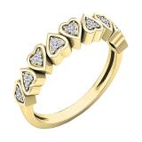 0.10 Carat (ctw) 10K Yellow Gold Round White Diamond Heart Shape Promise Engagement Ring 1/10 CT.