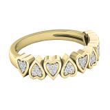 0.10 Carat (ctw) 10K Yellow Gold Round White Diamond Heart Shape Promise Engagement Ring 1/10 CT.