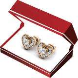 0.30 Carat (ctw) 10K Rose Gold Round Cut White Diamond Ladies Heart Shape Stud Earrings 1/3 CT