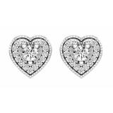 0.30 Carat (ctw) 18K White Gold Round Cut White Diamond Ladies Heart Shape Stud Earrings 1/3 CT