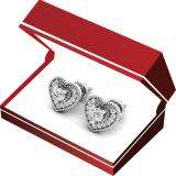0.30 Carat (ctw) 18K White Gold Round Cut White Diamond Ladies Heart Shape Stud Earrings 1/3 CT