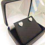 0.30 Carat (ctw) 18K White Gold Round Cut White Diamond Ladies Heart Shape Stud Earrings 1/3 CT