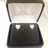 0.30 Carat (ctw) 18K White Gold Round Cut White Diamond Ladies Heart Shape Stud Earrings 1/3 CT