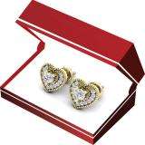 0.30 Carat (ctw) 18K Yellow Gold Round Cut White Diamond Ladies Heart Shape Stud Earrings 1/3 CT